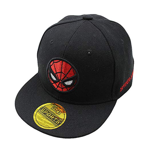 Diluma Kids Spider Man Cartoon Falt Hat Snapback Baseball Cap (Black)