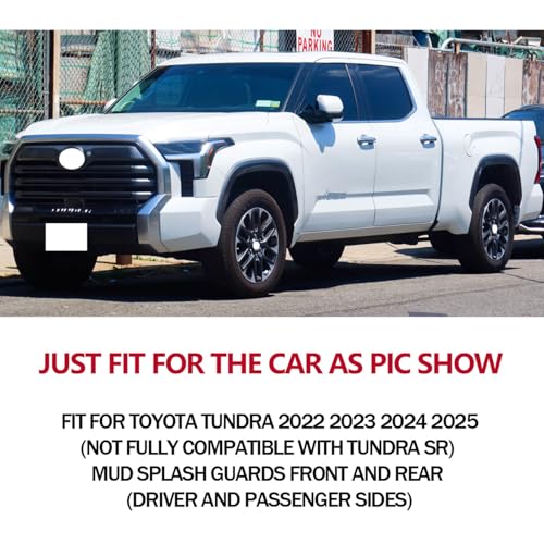 Image of Mud Flaps for 2022-2025 Toyota Tundra not for SR, Heavy Duty Splash Guards Front and Rear Set of 4, Custom-Fit No-Drill Truck Fender Mudguards, Factory Clearance Stock