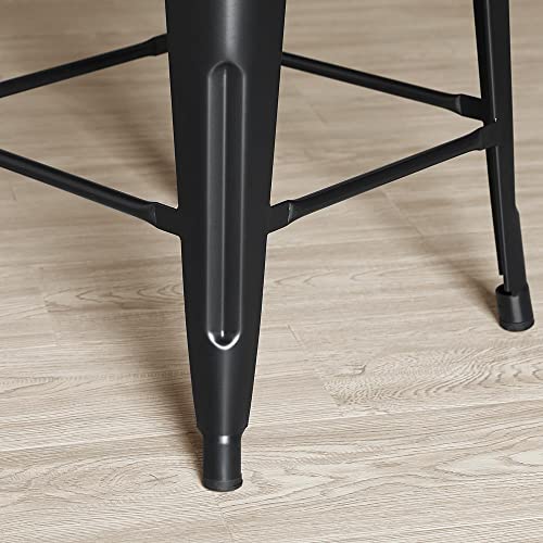 Yaheetech 24 Inch Counter Height Barstools Set Of 4 Metal Bar Stools Industrial Metal Chairs Modern Backless Stackable Chair Stool With Square Seat For Indoor&Outdoor Use,Black #TOP6
