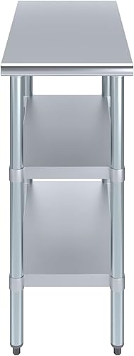 Miniatura 2 de Mesa de trabajo de acero inoxidable con 2 estantes  Mesa de utilidad de metal  Mesa de utilidad NSF comercial y residencial (mesa de acero