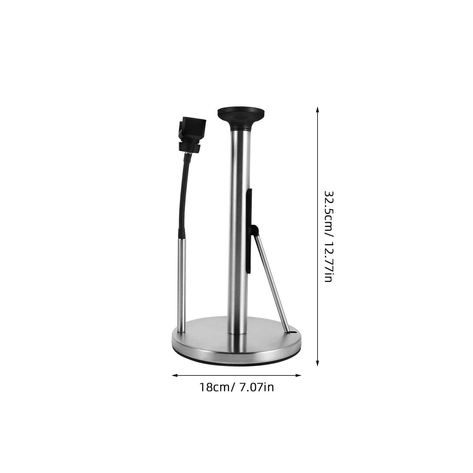 SOLUSTRE Portarrollos de Toallas de Papel de Cocina de Acero Inoxidable Cepillado, Soporte Vertical con Base Estable y Soporte para Teléfono Móvil, Dispensador Multifuncional para
