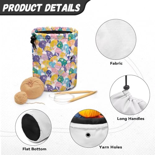 Image of Sellikakes Colorful Bunny Egg Small Yarn Bag Knitting Organizer Crochet Storage Bag Store Crocheting Supplies Needles Skein Balls Sewing Accessories