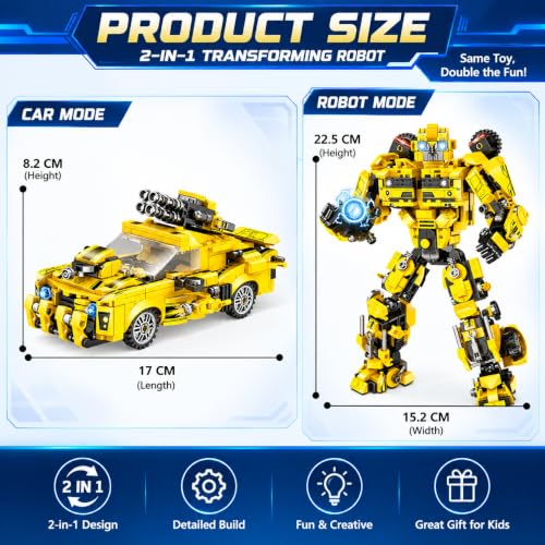Image of INSAIN Transforming Robot & Car Building Blocks Construction Set for Kids