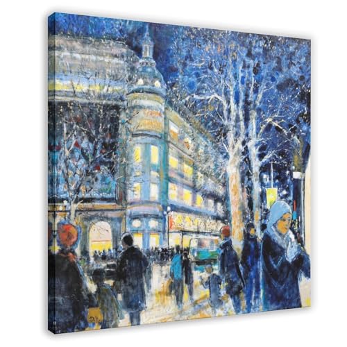 Œuvre d'art vintage authentique | Huile contemporaine Hiver à Paris, Pierre Neveu