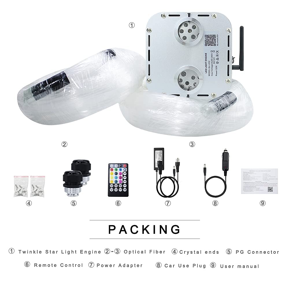 AKEPO 32W RGBW Twinkle Sound Activated APP Dual Head Fiber Optic Lights Kit Star Ceiling Sky Light 16 — view 5