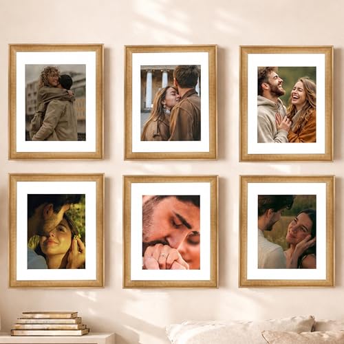 Image of Art Street Wooden Photo Frame for living room, Aesthetic Cave Design Photo Frames for Photograph, Art Work, Certificates Set of 6 (6x8 Inch, Wood Brown)