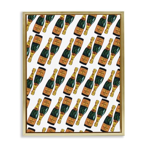 Champagne Bottles Pattern, 24 x 30 Inch Canvas in Floater Frame