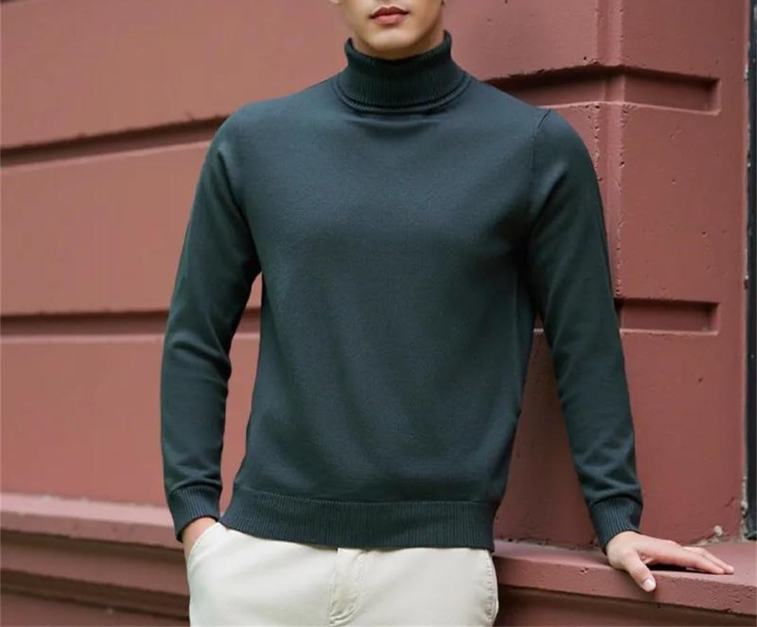 Men's Wool Turtleneck Bottom - Solid Knitted | Slim Fall Warm
