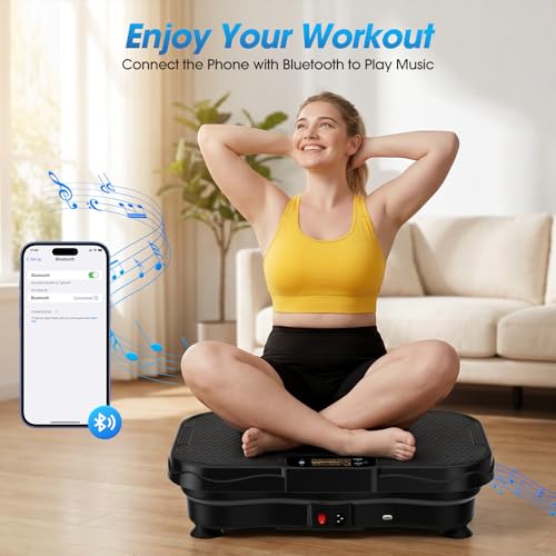 Furaso Vibration Plate Exercise Machine, 200 Speed Levels Full Body Workout Bluetooth Vibrating Plate for Lymphatic Drainage Weight Loss Fitness, 450 Lbs Capacity Shake Board for Gym/Home/Office — view 3