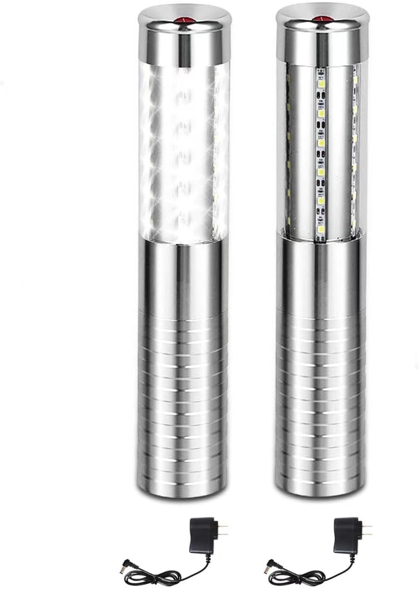 LED Strobe Baton Lights 2 Pieces Bottle Service Light Reusable Handheld Champagne Bottle Lights for Bar Club Birthday Weddings Parties, Silver