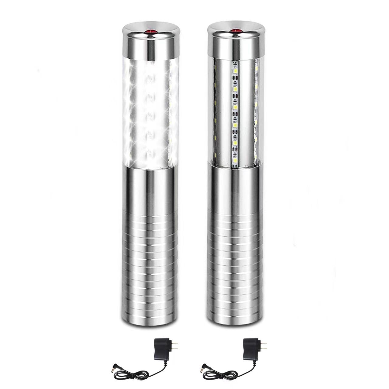 LED Strobe Baton Lights 2 Pieces Bottle Service Light Reusable Handheld Champagne Bottle Lights for Bar Club Birthday Weddings Parties, Silver