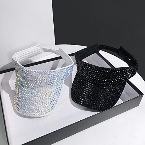 segolike Chapéu de Viseira de Cristal com Lantejoulas E Strass Ajustável , Branco colorido
