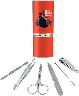 Read Banned Books Witch and Monkey Stainless Steel Manicure Pedicure Grooming Beauty Care Travel Kit