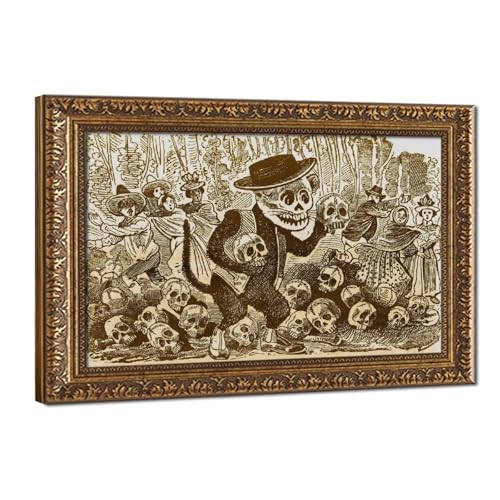 Toile chat calavera Posada pour cadre à suspendre de salon