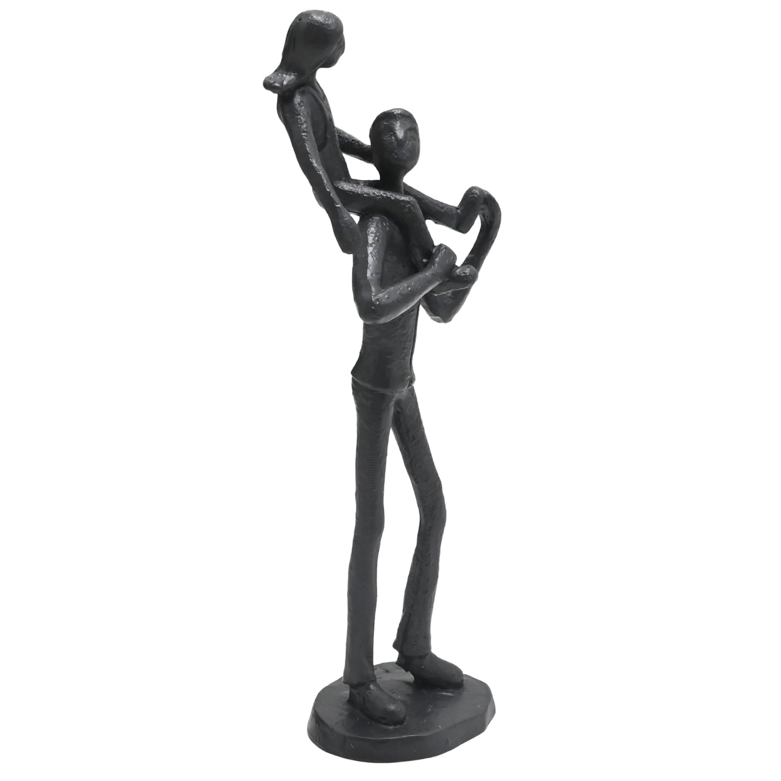 JUUDDENPARTS Dad Daughter Iron Figurine, Handcrafted Cast Iron Sculpture with Base, Father and Child Keepsake Gift for Father’s Day Wedding Home Decor