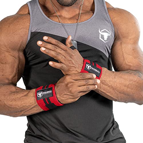 Wrist Wraps For Weightlifting (Uspa, Ipl, Usaw & Iwf Approved) - 18” Premium Quality Weight Lifting Wrist Support Straps For Bench Press, Overhead Press, Dips And Curls – Best Wristbands For Olympic Lifting Gym Workout, Cross-Training, Bodybuilding, Strength Training And Powerlifting (Red) #TOP4