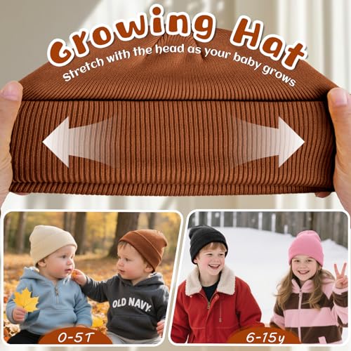 Image of ZOORON Toddler Beanie Boys Girls Beanies Kids Winter Hats Children Knit Cap | Soft Ski Hat, Cozy Core Yarn, Double Layer Warmth, Elastic Zero-Pressure Fit, Warm Kids Hats, School, Daycare, Gifts