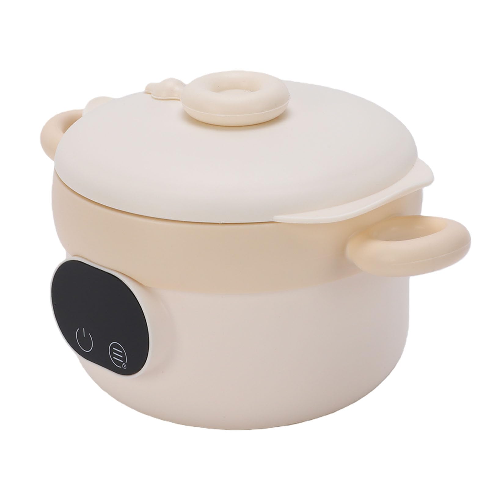 Scaldavivande Elettrico Ciotola Scaldavivande Ricaricabile in Acciaio Inossidabile da 470 Ml Isolato Senza Fili con Batteria da 3600 MAh per Pasti per Bambini (Color crema)