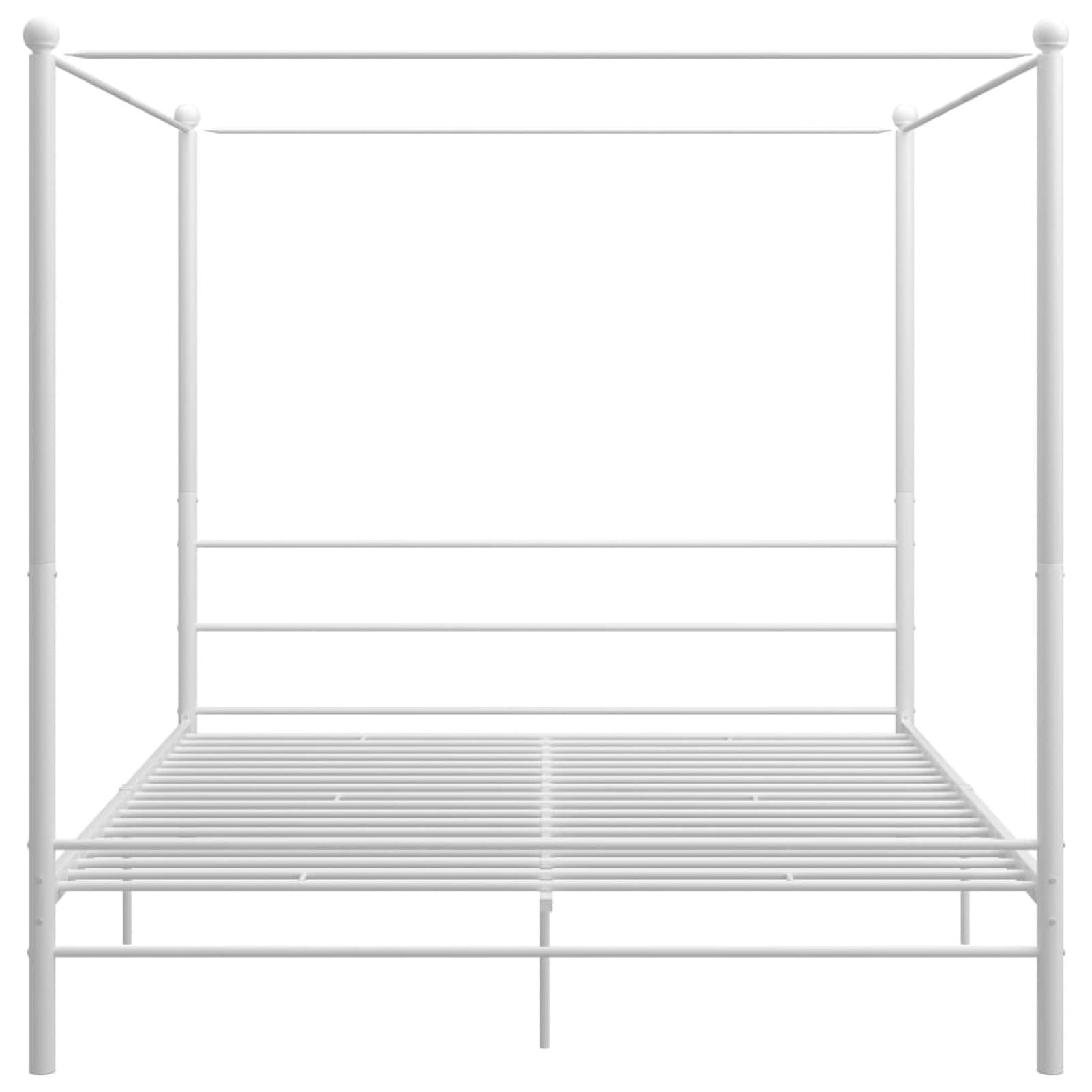 SECOLI Letto Matrimoniale in Ferro Battuto, Struttura Letto Matrimoniale a Baldacchino 200x200 cm Bianco Verniciato a Polvere