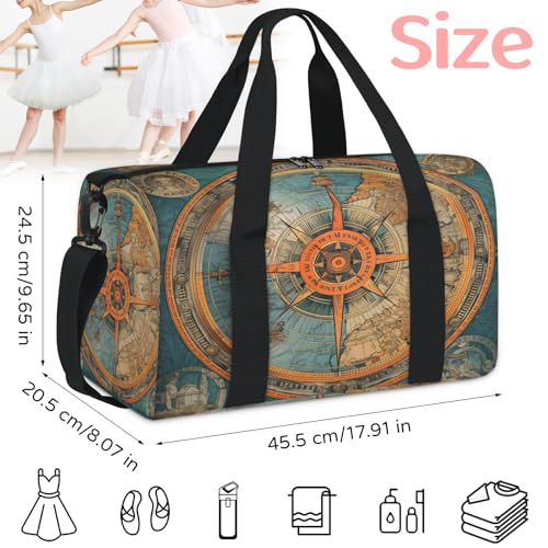Nautical Ship Compass Gym Bag for Women, Duffle Bag for Travel Sport, Lightweight Waterproof Carry on Weekender Dance Yoga Workout Bags2