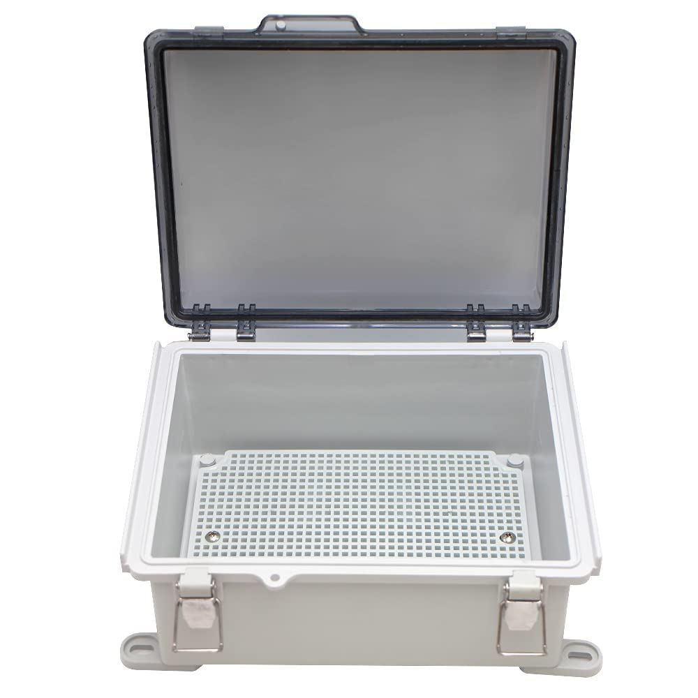 MAKERELE Small Waterproof Electrical Junction Box Clear ABS Plastic Dustproof Boxes Hinged Shell Outdoor Universal Project Enclosure with Clear Cover 8.6×6.7×4.3 inch (220×170×110mm)