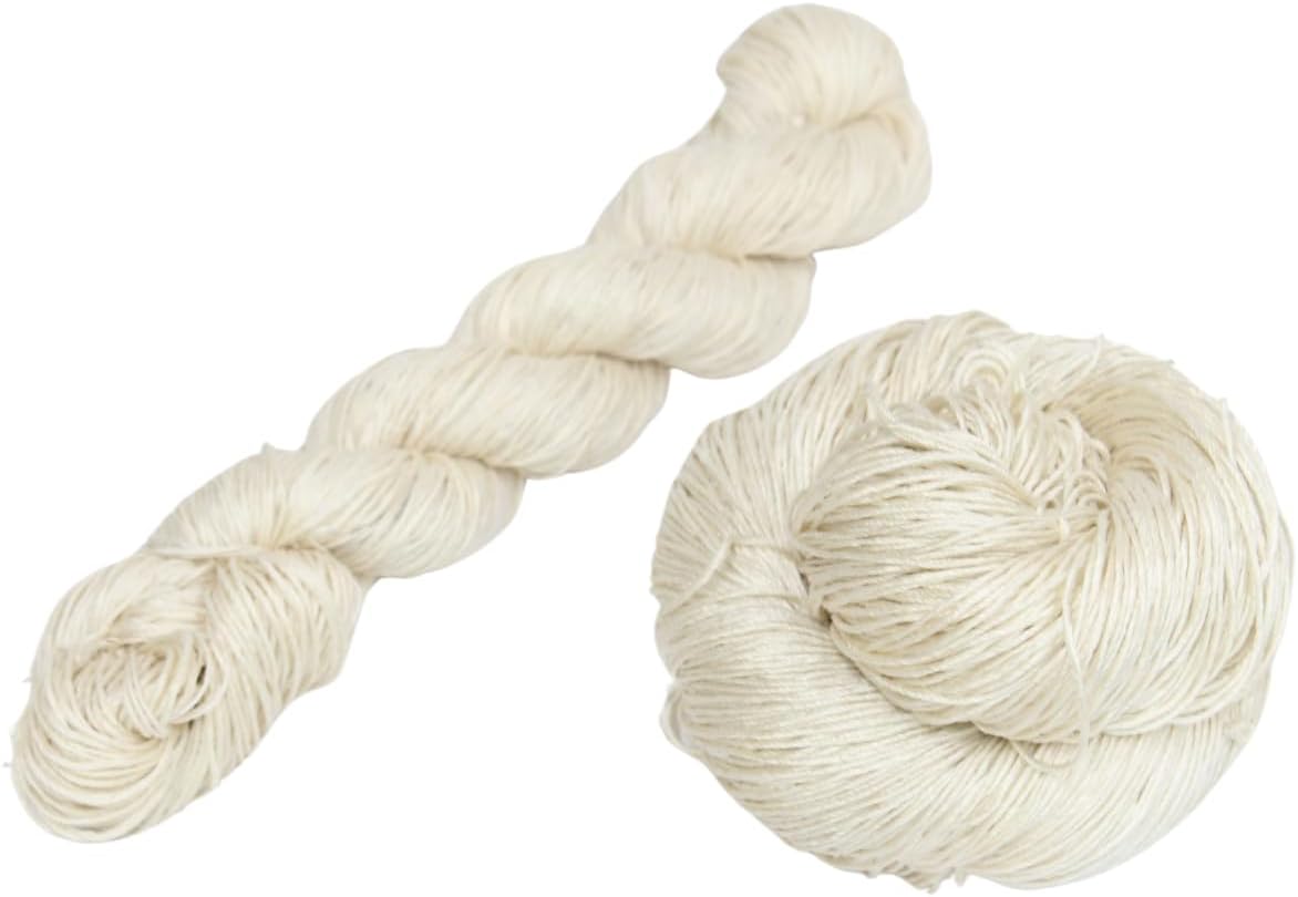 Knitsilk 3 Ply 100% Mulberry Silk Lace Weight Yarn | Perfect for Knitting & Crocheting and Weaving | Premium Quality Silk Yarn for Luxurious Creating Projects.(50 Grams – 260 Yards, Sacred White)