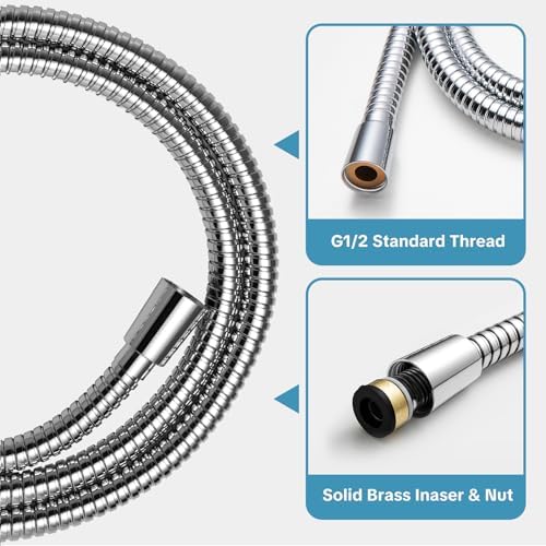 OFFO Shower Slide Bar Combo, 620mm(24 in) Segmental Slide Bar with 6-Mode High Pressure Handheld Shower Head and 60 in Stainless Steel Hose, Chrome - 4