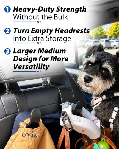 Image of Travel Depot Car Headrest Hooks, 50.7 LB Heavy Duty Purse Hooks, 2-Pack