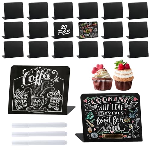 Mini Pizarra de Pie 20 Piezas Con 3 Bolígrafo - Letreros Para Fiesta, Boda, Restaurante, Cafeterías, Tiendas