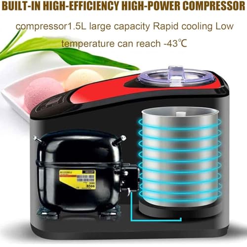 Haushalts-Eismaschine, 1,5 l Soft- und Harteismaschine, 140 W Kaltjoghurtmaschine mit Edelstahl-Innenbehälter, intelligente Isolierung, schnelle Eisherstellung, for weiches, mittleres und hartes EIS – Bild 3