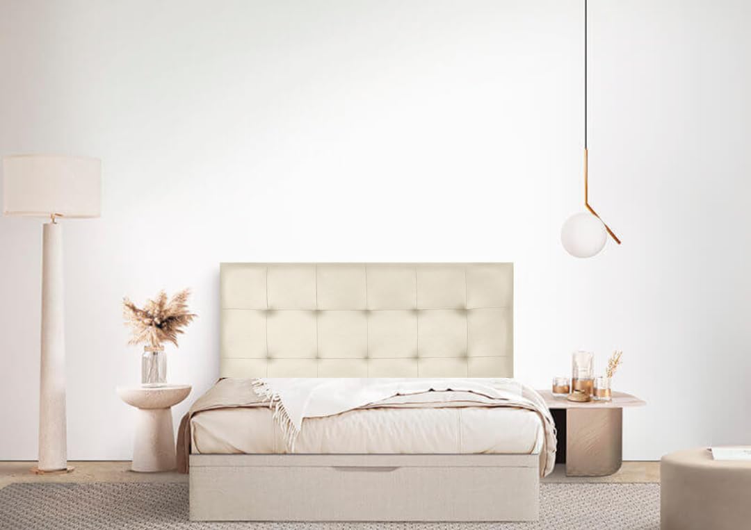 Cabecero de Cama Tapizado en Polipiel Azahar Modelo Nairobi | Cabecero Cama de 180 | Cabezal Tapizado Color Beige | Medidas: (190cm x 120cm x 8cm)