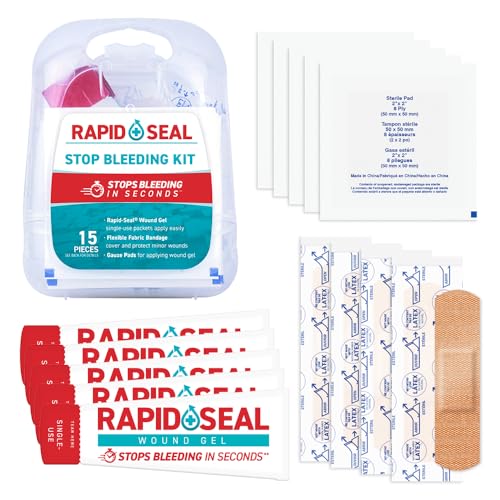 Rapid Seal 15pc Hemostatic First Aid Wound Care Kit | Stops Bleeding in Seconds | Quick Effective Bleed Control | for Blood Clotting Trauma Kit Survival Gear and Supplies