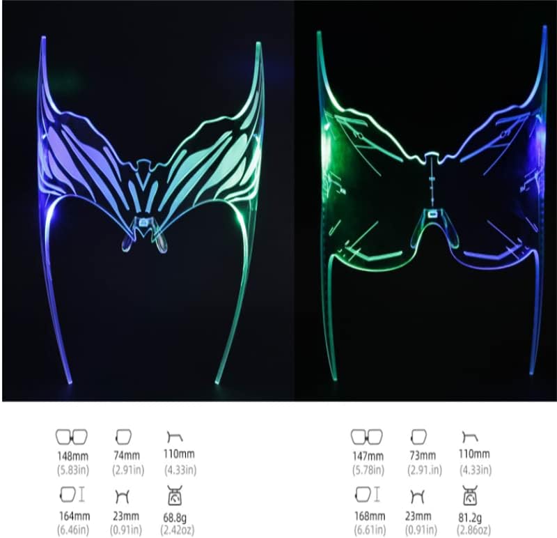 SHUNHUI Led Visor Glasses LightEmitting Mask 7 Colors Futuristic Glasses 4 Modes