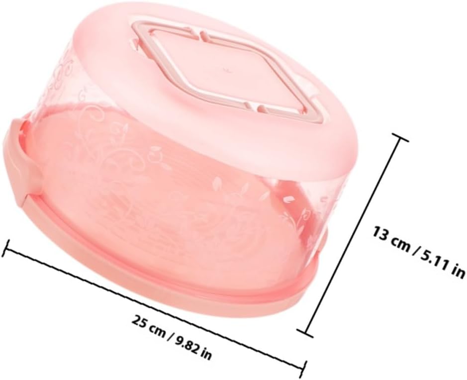 Portable Cake Carrier with Handle, 2Pcs Round Cake Storage Containers with Lid, Pink PP Dessert Box for Outdoor Party and Baking Packaging