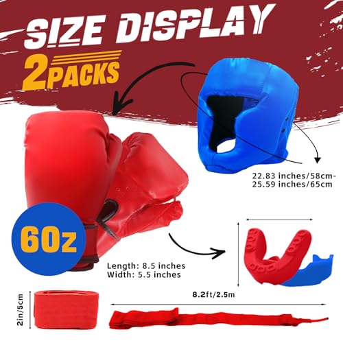 JLXMAXLJ 14 Pcs Boxing Set Boxing Equipment Set for Beginners Including 2 Pair of 6 oz Boxing Gloves Headgear Helmet Hand Wraps Mouth Guards Gifts for Adults Youth Beginners Training Equipment - Thumbnail 2