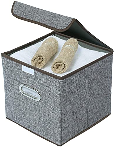 SolidBlack pack of 1 Foldable Cube Storage Bin Basket Organizer Box for Home, Office, Closet, and Toys with Lid and Handle | novelty storage cloth Storage Box Storage bags wardrobe bags