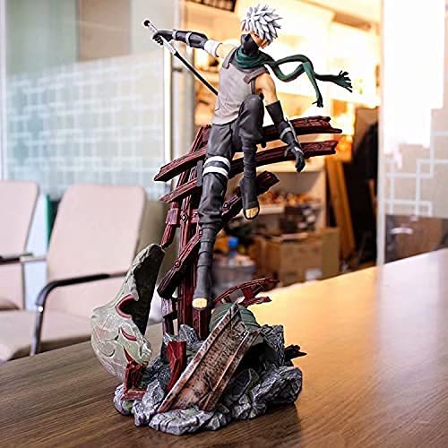Figurine d'action Naruto Hatake Kakashi Pop Figurine Naruto Version de combat avec scènes en PVC Statue Figurine d'action Statues en forme de personnage Naruto 33 cm Cover