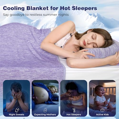 Image of Luxear Cooling Blanket for Summer Throw Arc-Chill 3.0, 200x220cm,Purple | Keep Cool For Sofa Bed, Comfort Soft Lightweight Nap Fabric Breathable Adult Baby Children Pet Dog King Size