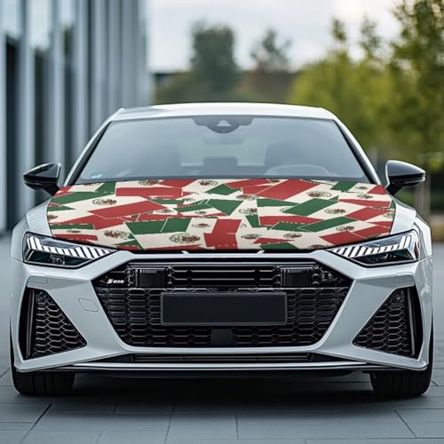 Image of Mexico Print Truck Hood Wraps for Cars Hood Wrap Protector Washable Car Hook Elastic Fabrics Can be Washed Hook Wraps