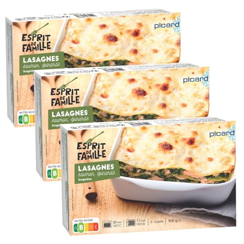 Picard(ピカール) サーモンとほうれん草のラザニア・グラン (3個セット) フランス 冷凍食品 900g ×3 パスタ