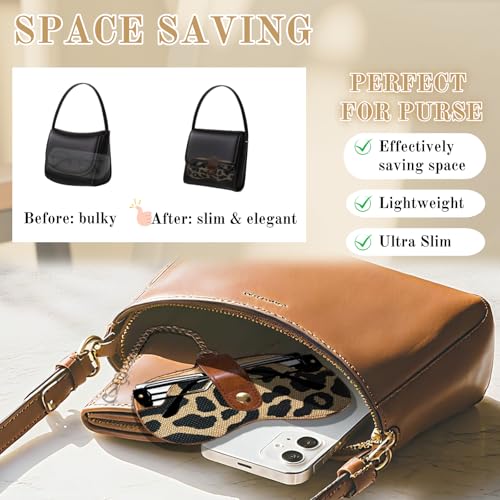 Image of Eyewear Clutch Glasses Case with Clip Soft Leather Sunglasses Bag | Leopard, Plaid, Ultra slim for purse, Portable for travel trip, Easier to access eyeglass, Magnetic button, Cleaning cloth