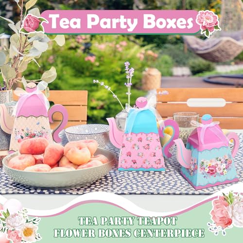 image for Outus 48 Pcs Floral Tea Party Favor Box Large Flower Teapot Gift Box V