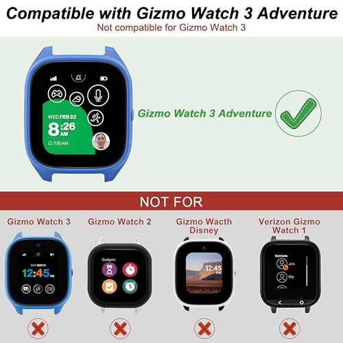 Kuaguozhe [2-Pack Compatible for Gizmo Watch 3 Adventure Screen Protector for Kids, Tempered Glass Hard PC Overall Protective Cover,Clear+Clear by Kuaguozhe - Image 2