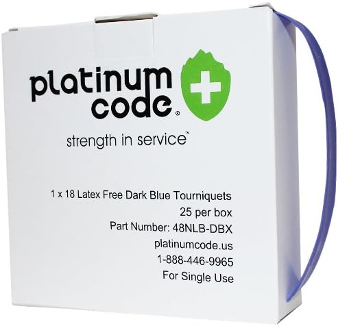 PlatinumCode 48NLB-DBX Non-Latex Smooth Tourniquet Band, 1" Width x 18" Length, Blue, Dispenser Box (Case of 1000)
