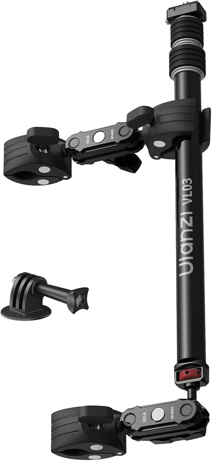 ULANZI Quick-Release Invisible Selfie Stick Motorcycle Bike Mount Kit for Insta360 X5 X4 X3/DJI Osmo 360, VL03 40in Adjustable Extension Pole Clamp Mount for GoPro DJI Insta360 Action Camera