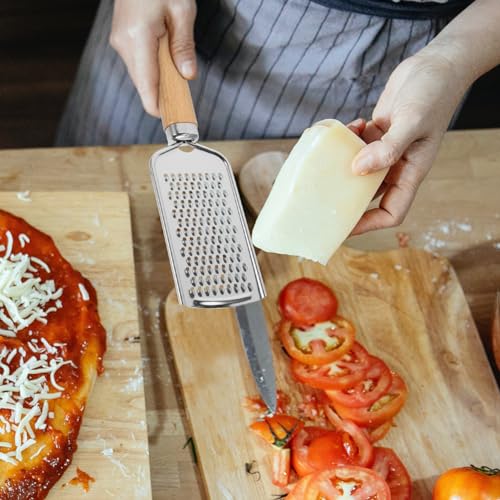 Rallador de Queso de Acero Inoxidable 2 Piezas con Mango de Madera miniatura 3