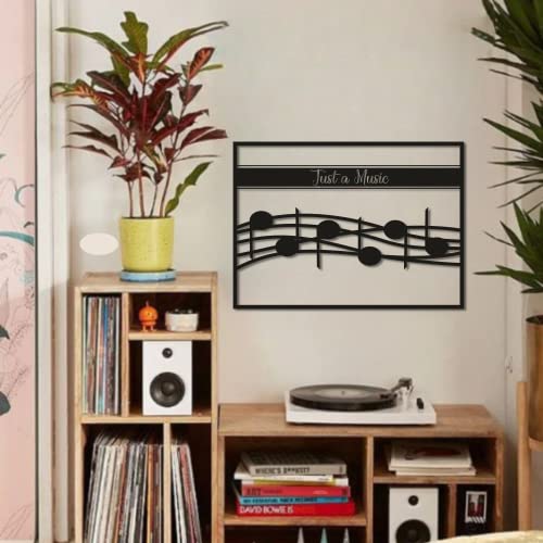 Décoration murale en métal notes de musique noir design pour salon et bureau