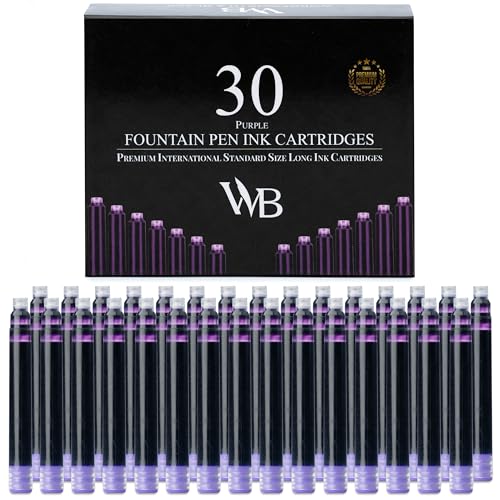 Image of Wordsworth & Black Fountain Pen Ink Cartridge Refills, 30 Pack, Purple
