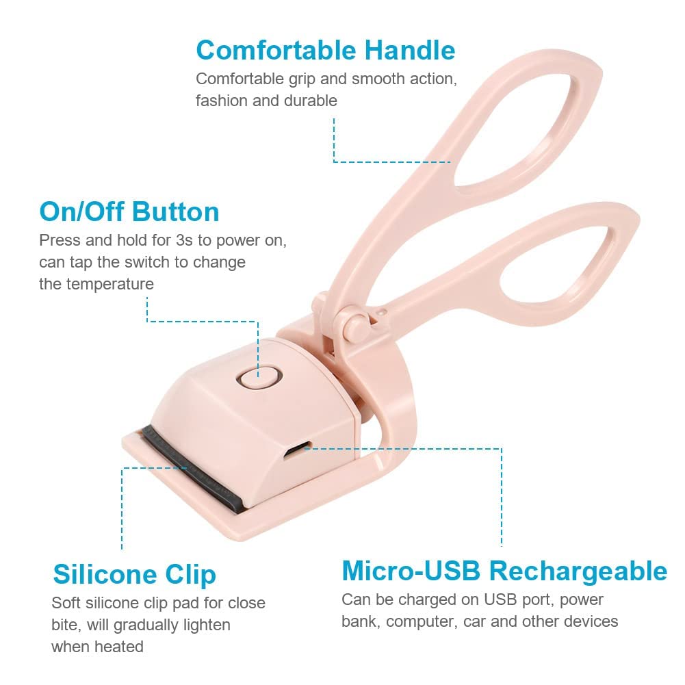 URAQT Heated Eyelash Curler, Electric Curlers, Rechargeable Eye Lash Curler with Comb, 2 Heating Modes Quick Curling Lashes - Image 4