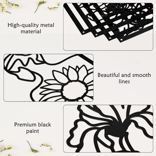 Zzbakress 4 Pcs Metal Minimalist Abstract Woman and Flower Wall Art Single Line Drawing Art Decor Minimalist Home Hanging Wall Decor for Bedroom Bathroom Living Room (style1, Black) - Image 5